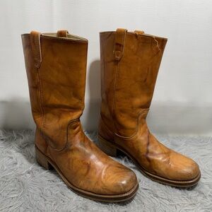 Vintage leather mid calf boots